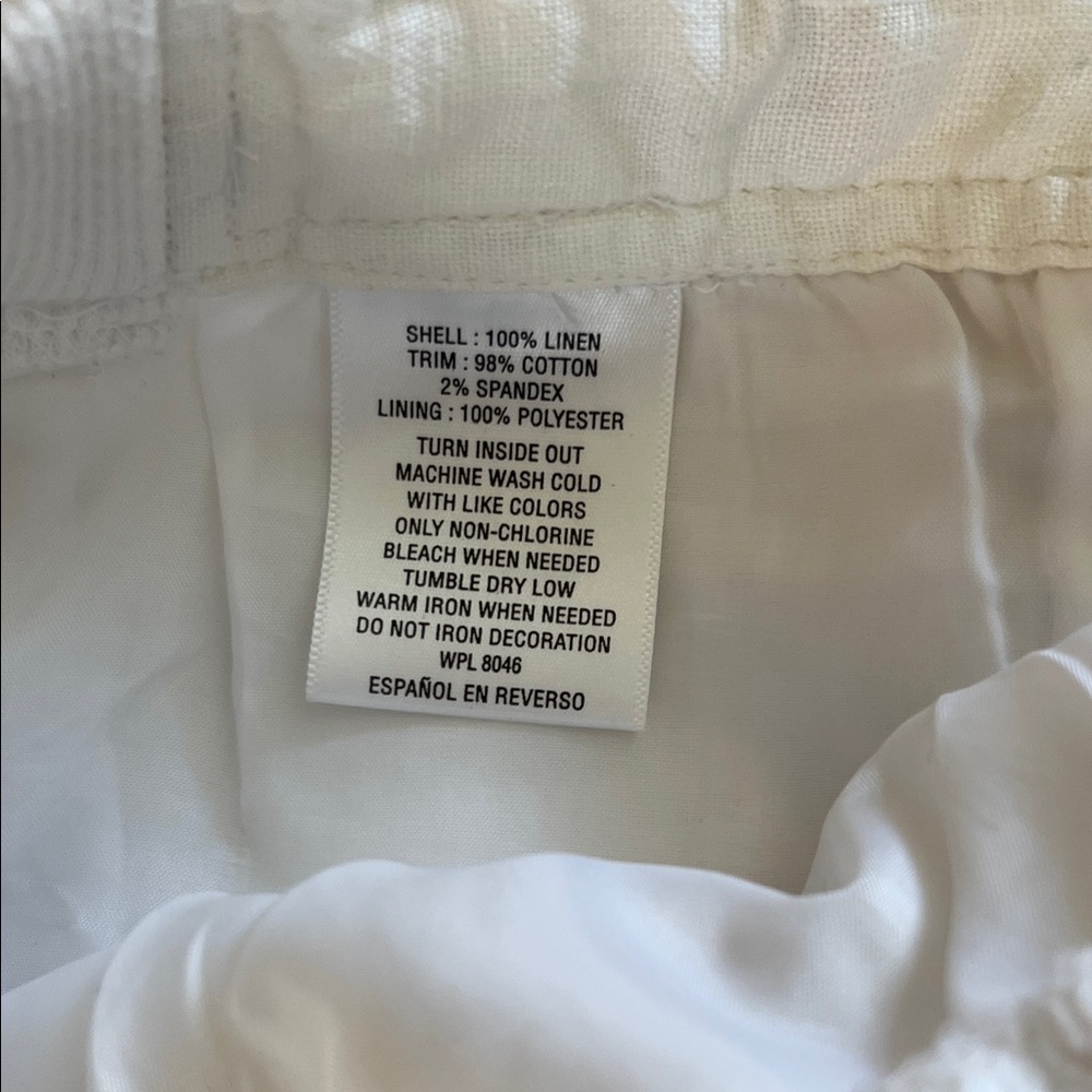 JM Collection White Linen Wide leg Drawstring Pants - Picture 8 of 8